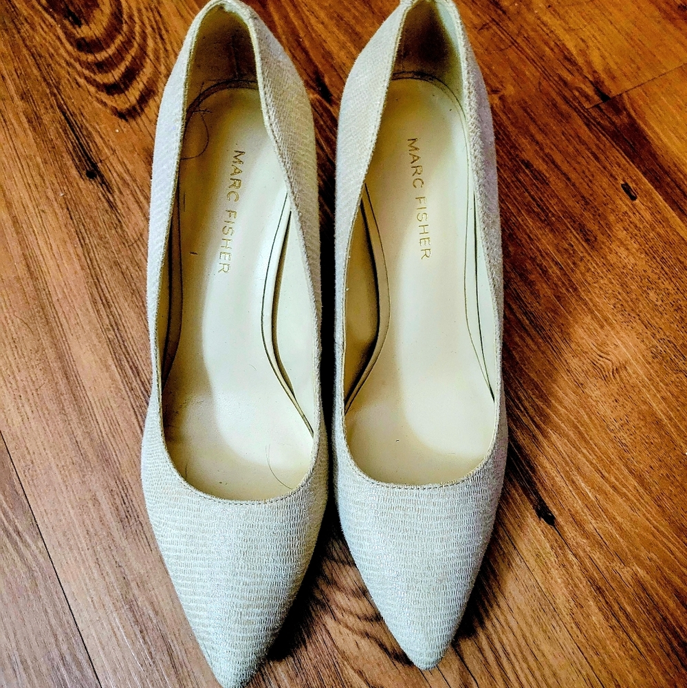 Marc Fisher Cream Textured Heels